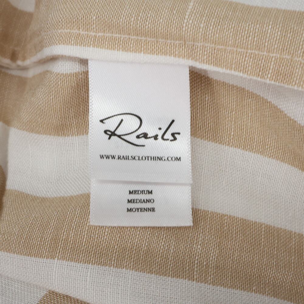 Rails Jumpsuit Womens Medium Beige Stripe Linen Blend Ankle Crop Teresa Coastal - Picture 11 of 14